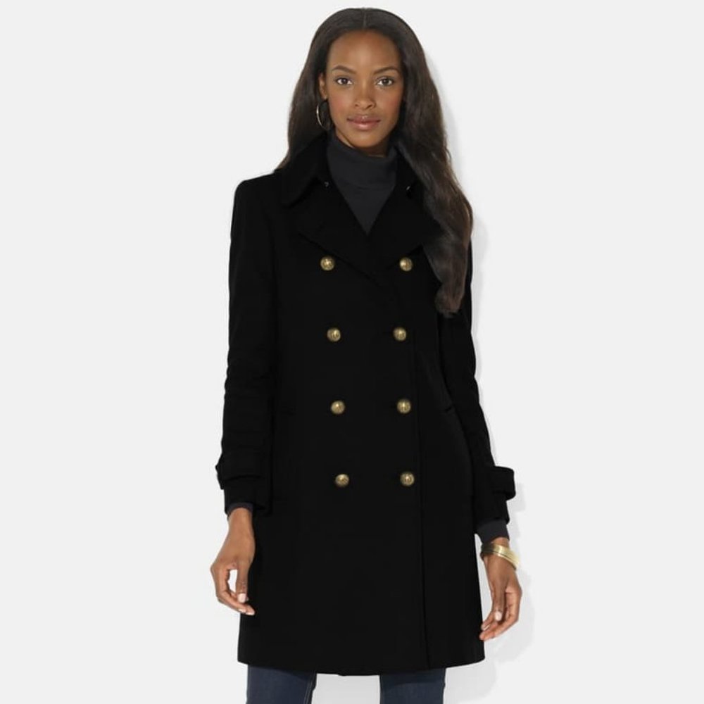 Lauren Ralph Lauren long Navy Blue Peacoat Sz.8